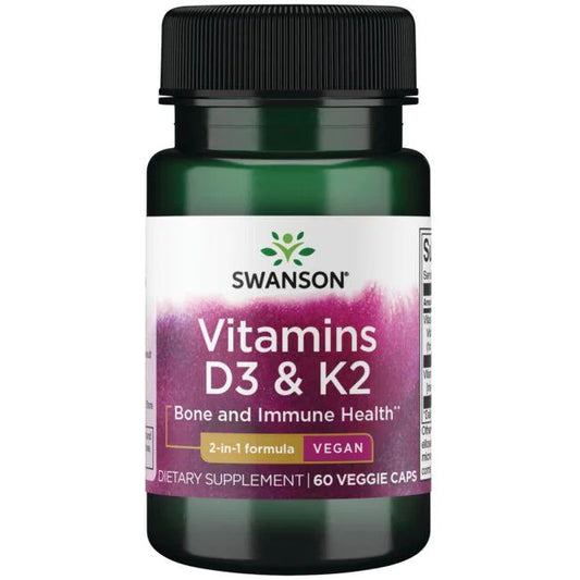 Swanson - Vitamins D3 & K2 - 60 Capsules - Tongkatbutiken.se