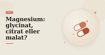 Illustration av två magnesiumkapslar – guide till skillnaden mellan magnesiumglycinat, citrat och malat.