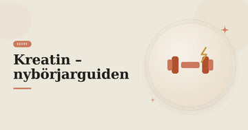 Illustration av en hantel med energiblixt – nybörjarguide om kreatin, dosering och effekt.