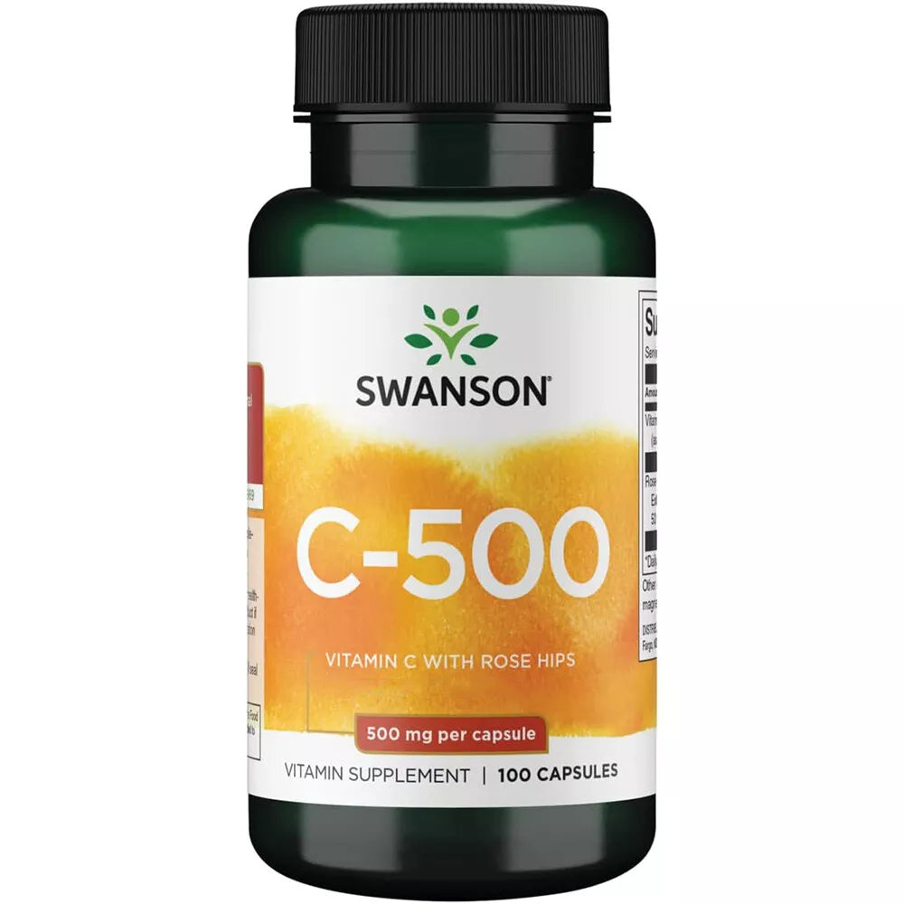 WITAMINA C 500 MG Z BIOSTRĄ RÓŻĄ 100 KAPSUŁEK SWANSON