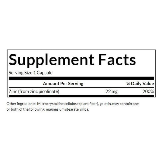 Zinc Picolinate Body Preferred Form, 22mg, 60 kapslar Swanson